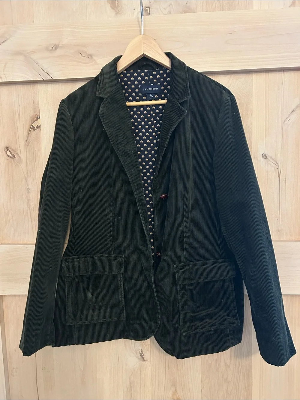 Lands ‘ End 90s Vintage Women’s Olive Corduroy Blazer, EUC, size Medium, 8-10